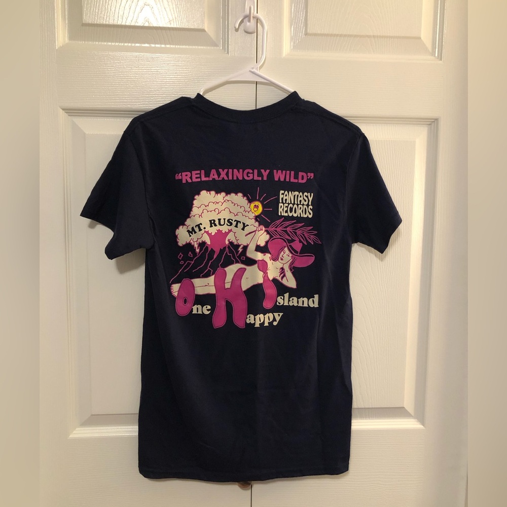 Rusty Navy Blue Tee with Pink Logo